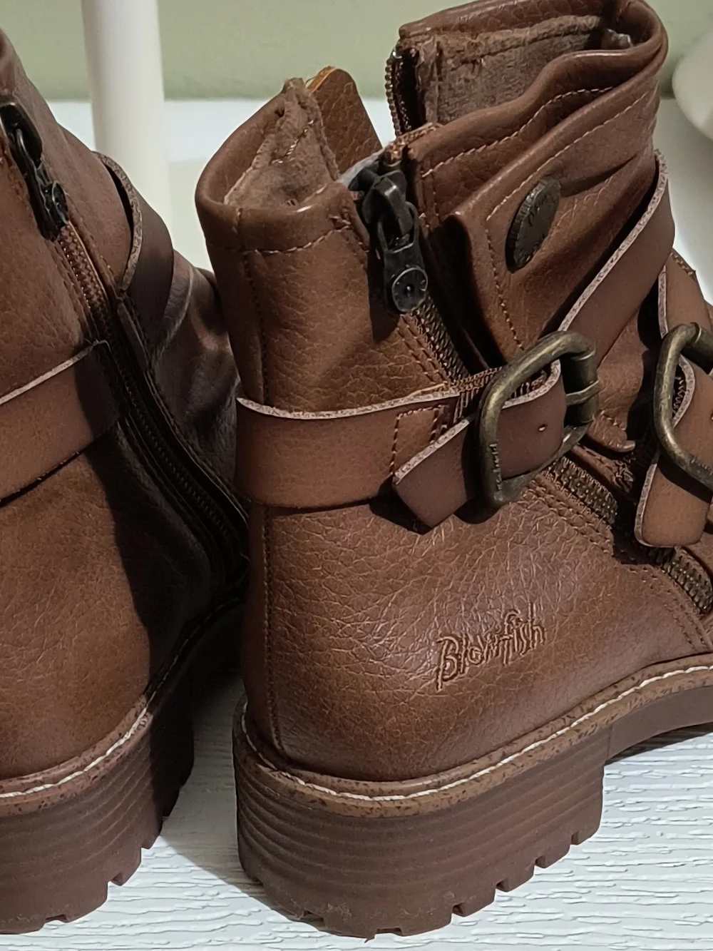 Brown Kids Ankle Boots with Buckle Strap